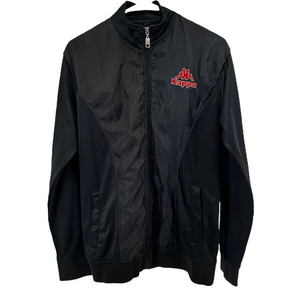 Kappa Track Jacket Full Zip Embroidered Stand Collar Logo Pocket Black XLarge